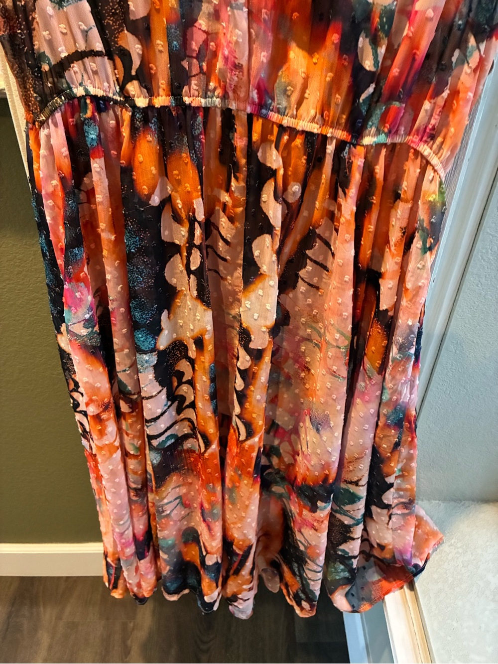 torrid Multicolor Abstract Sleeveless Midi Dress in Orange, Pink, Blue and Black - Picture 8 of 12